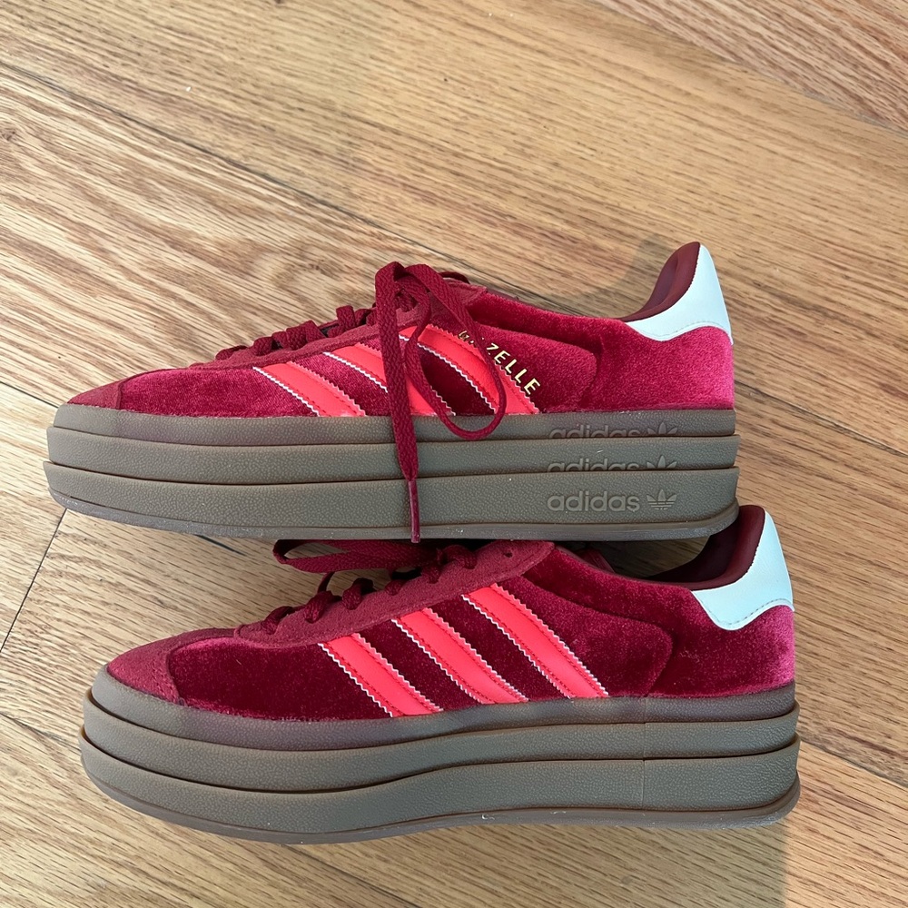 Adidas Red and Brown Platform Shoes with Chunky Sole - worn only to try on